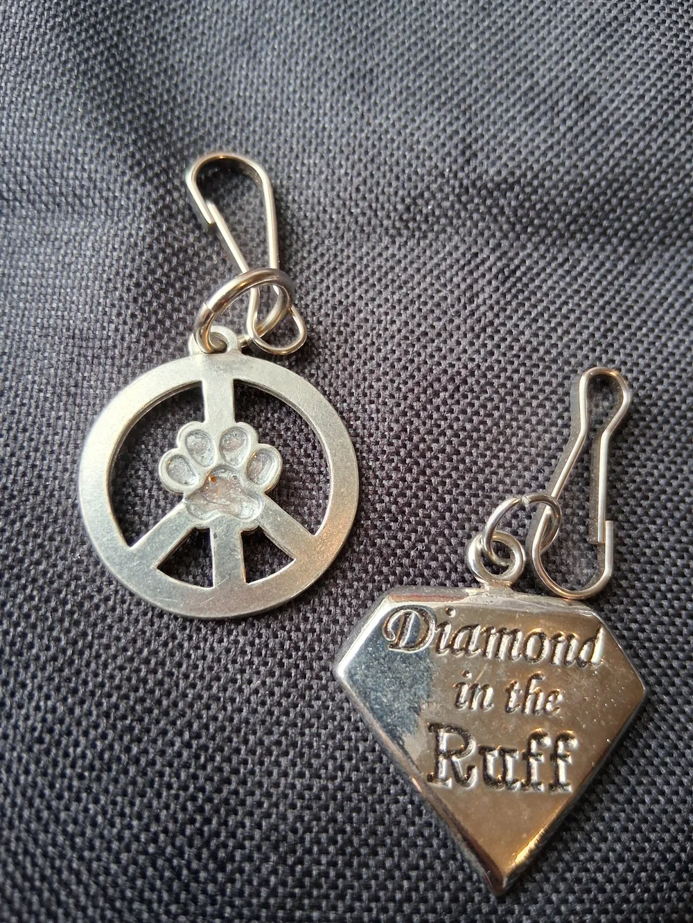 Silver Pet Collar Charms - Paw & Peace Design Set